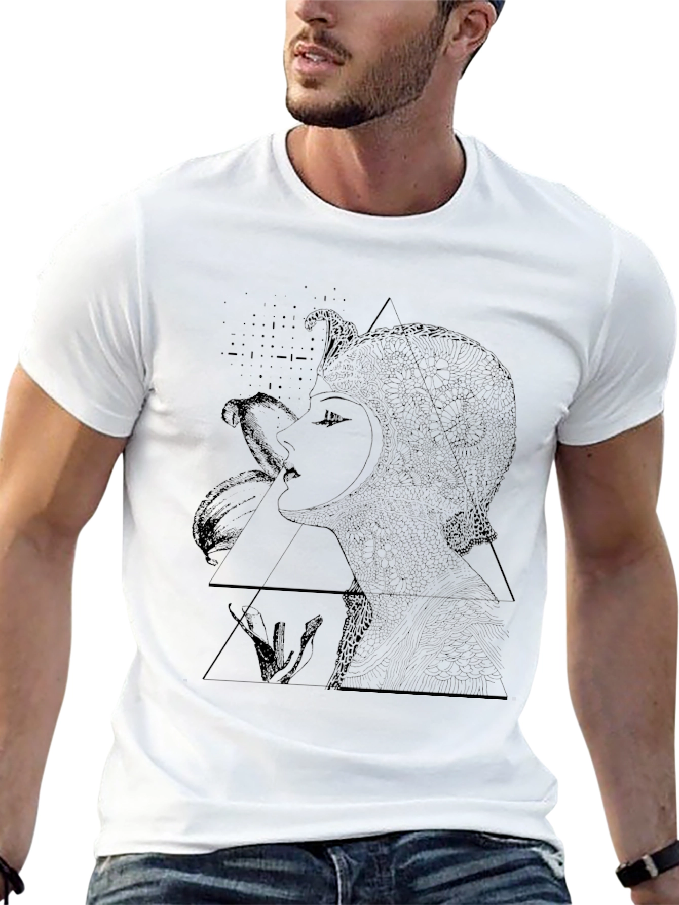 Abstract Woman Graphic Black T-Shirt