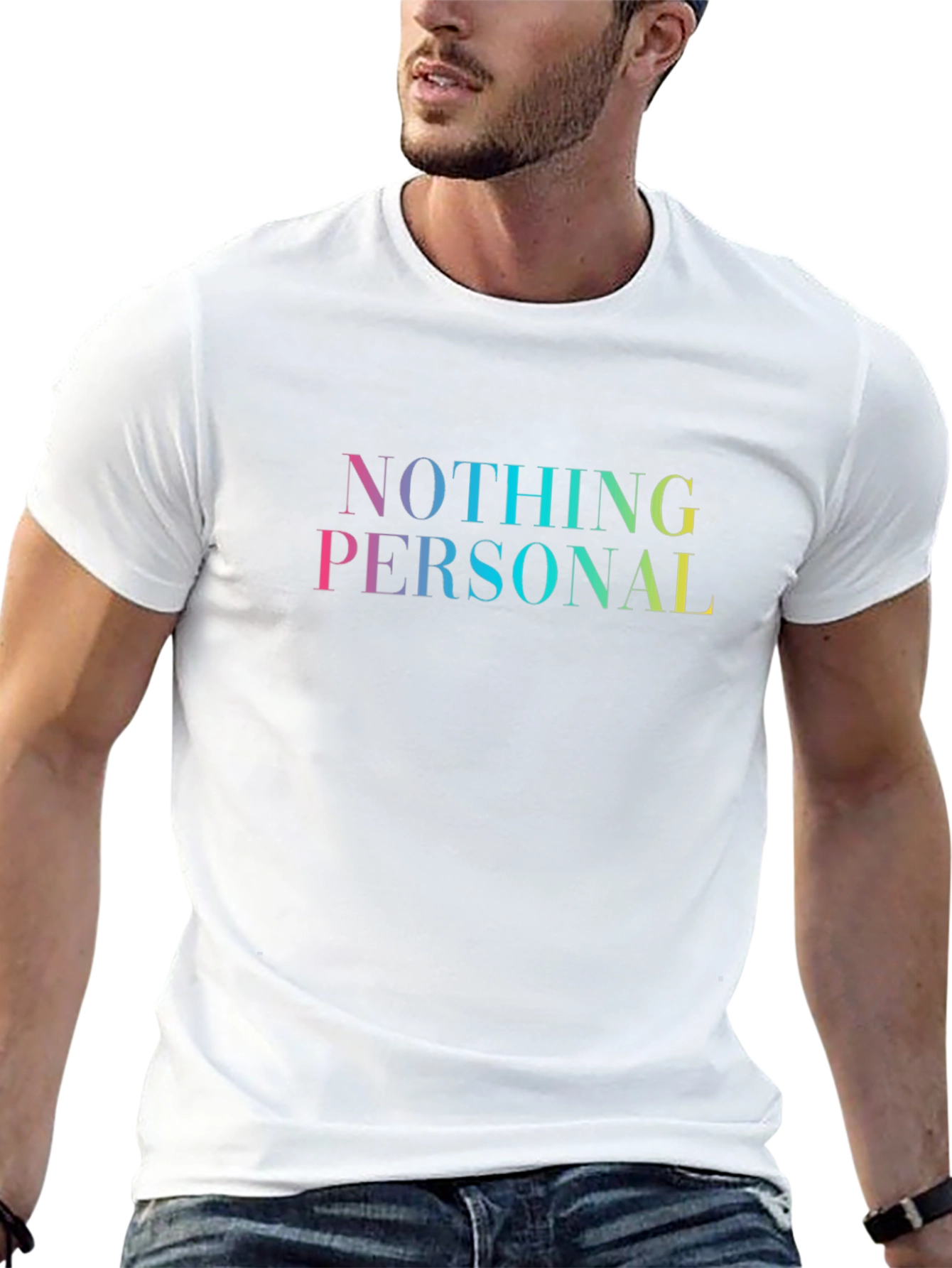 Nothing Personal Rainbow Text Graphic Tee