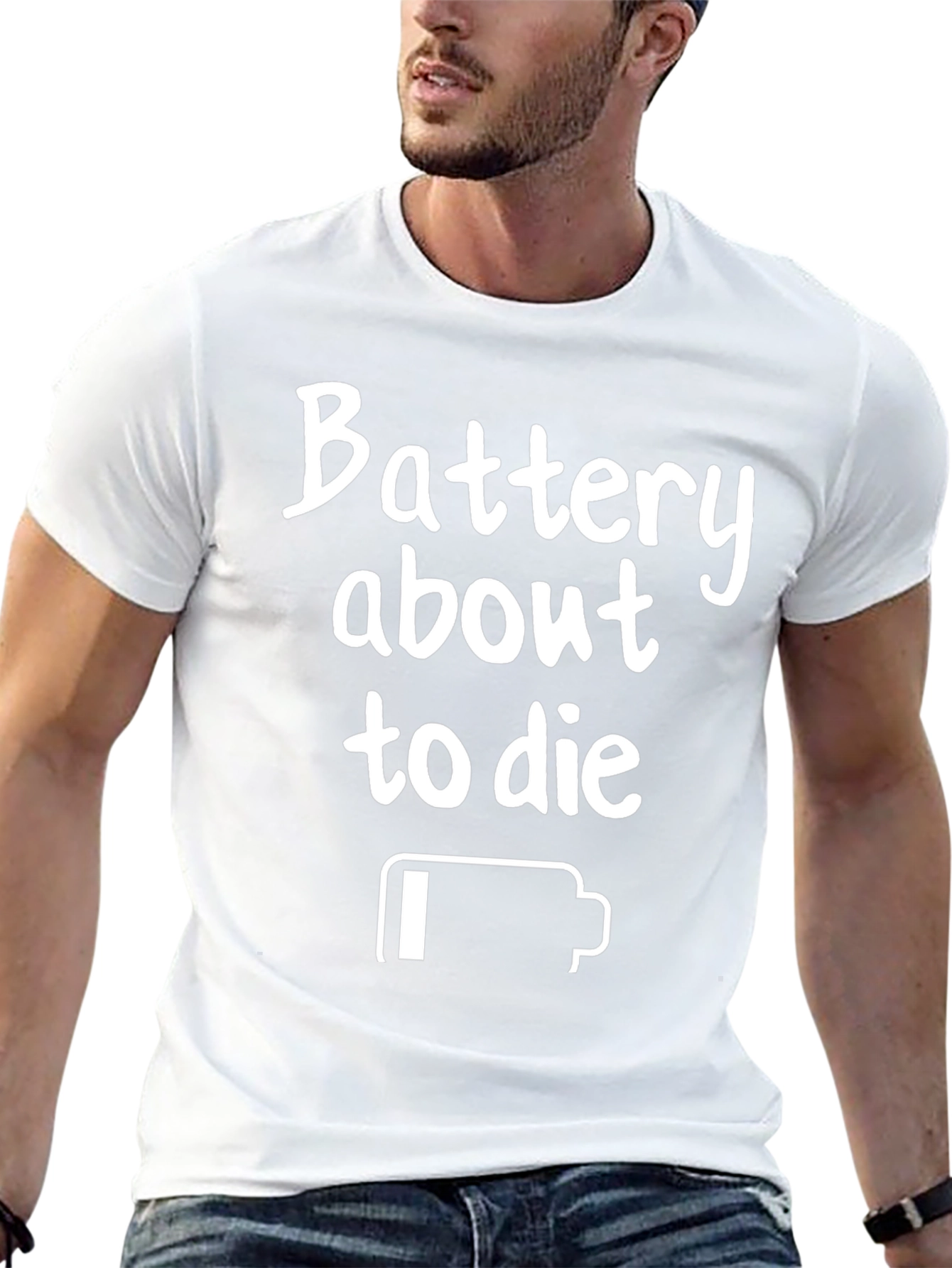 Funny Battery Low T-Shirt - Novelty Humor Tee