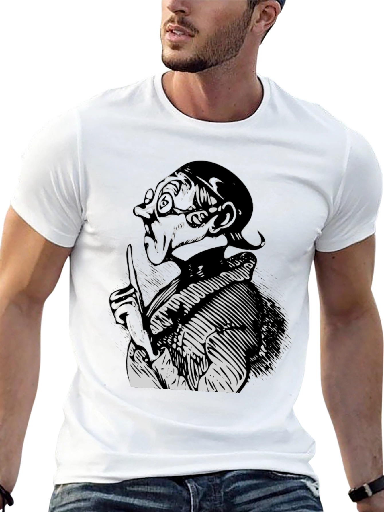 Mens Black T-Shirt with Graphic Print
