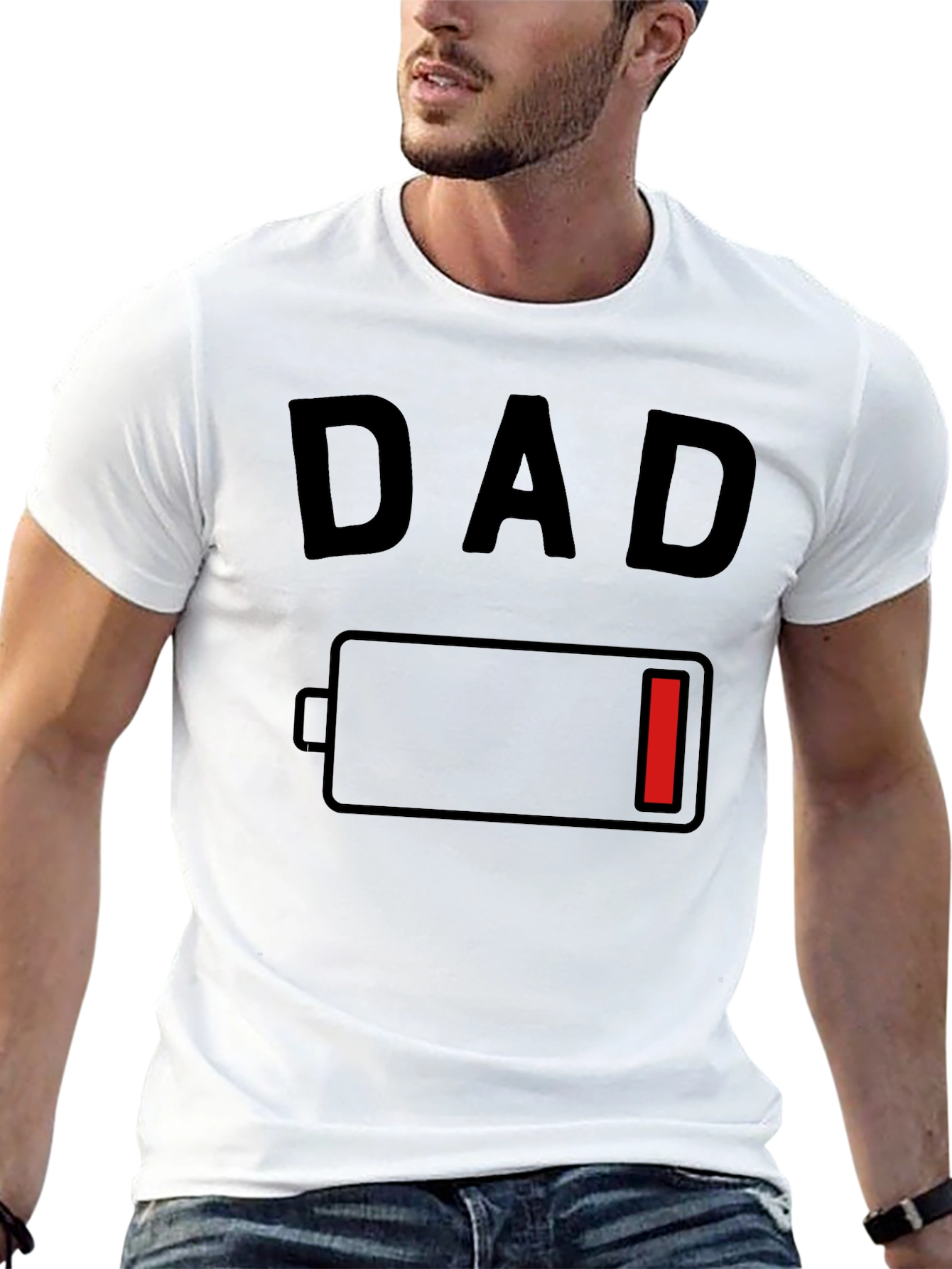 Dad Low Battery Graphic T-Shirt