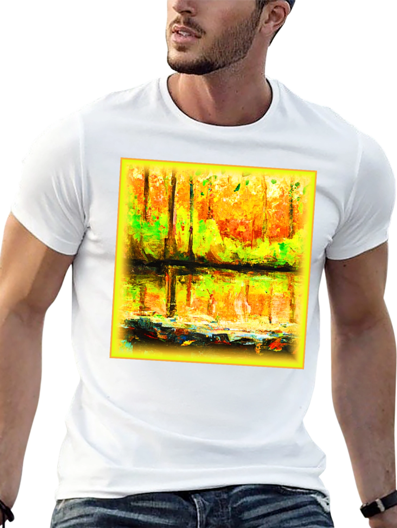 Abstract Forest Reflection Graphic Tee - Black