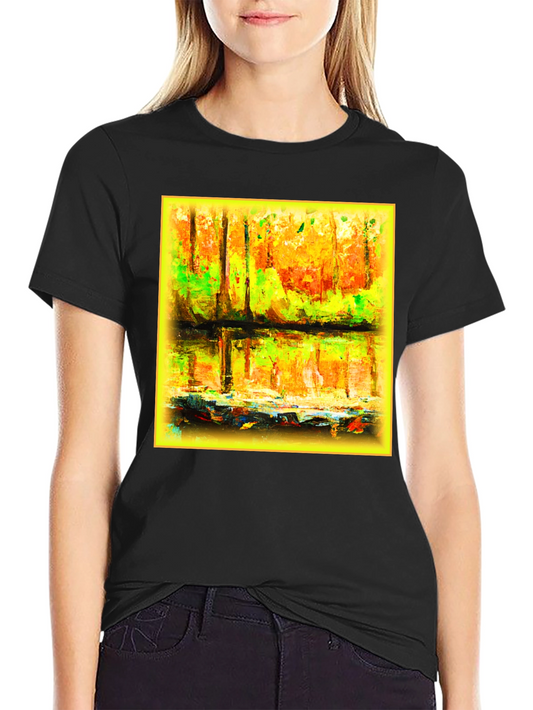 Abstract Forest Reflection Graphic Tee - Black
