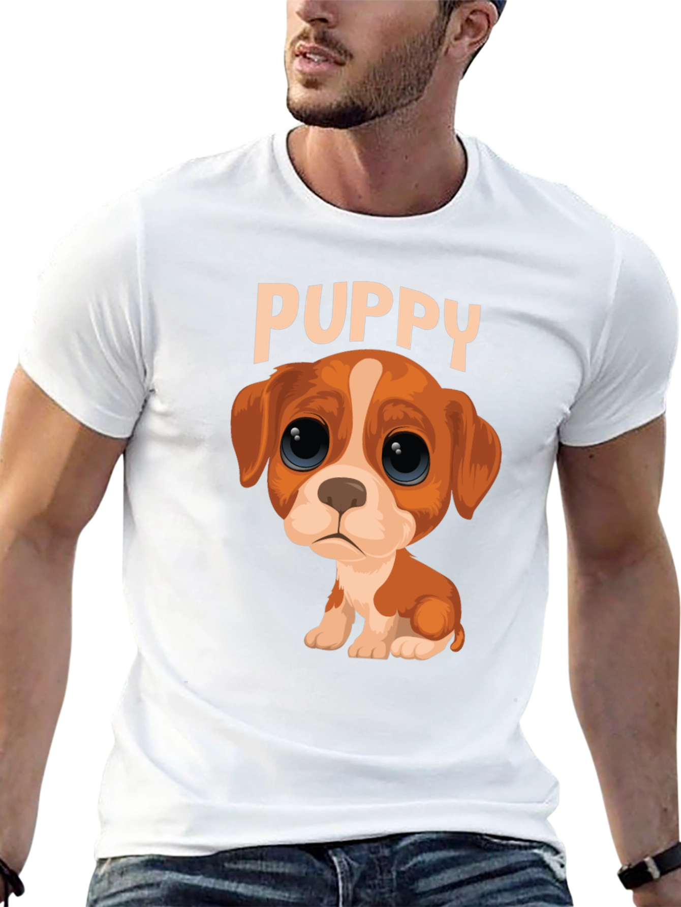 Cute Puppy Graphic Black T-Shirt