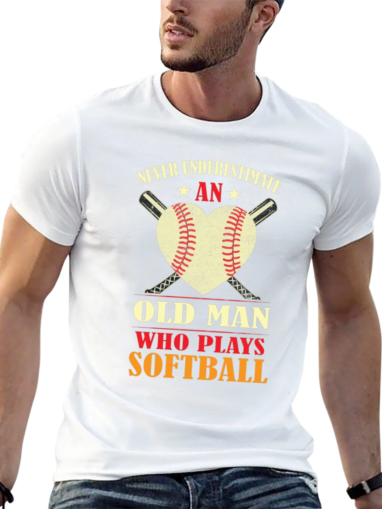 Never Underestimate An Old Man Who Plays Softball T-Shirt