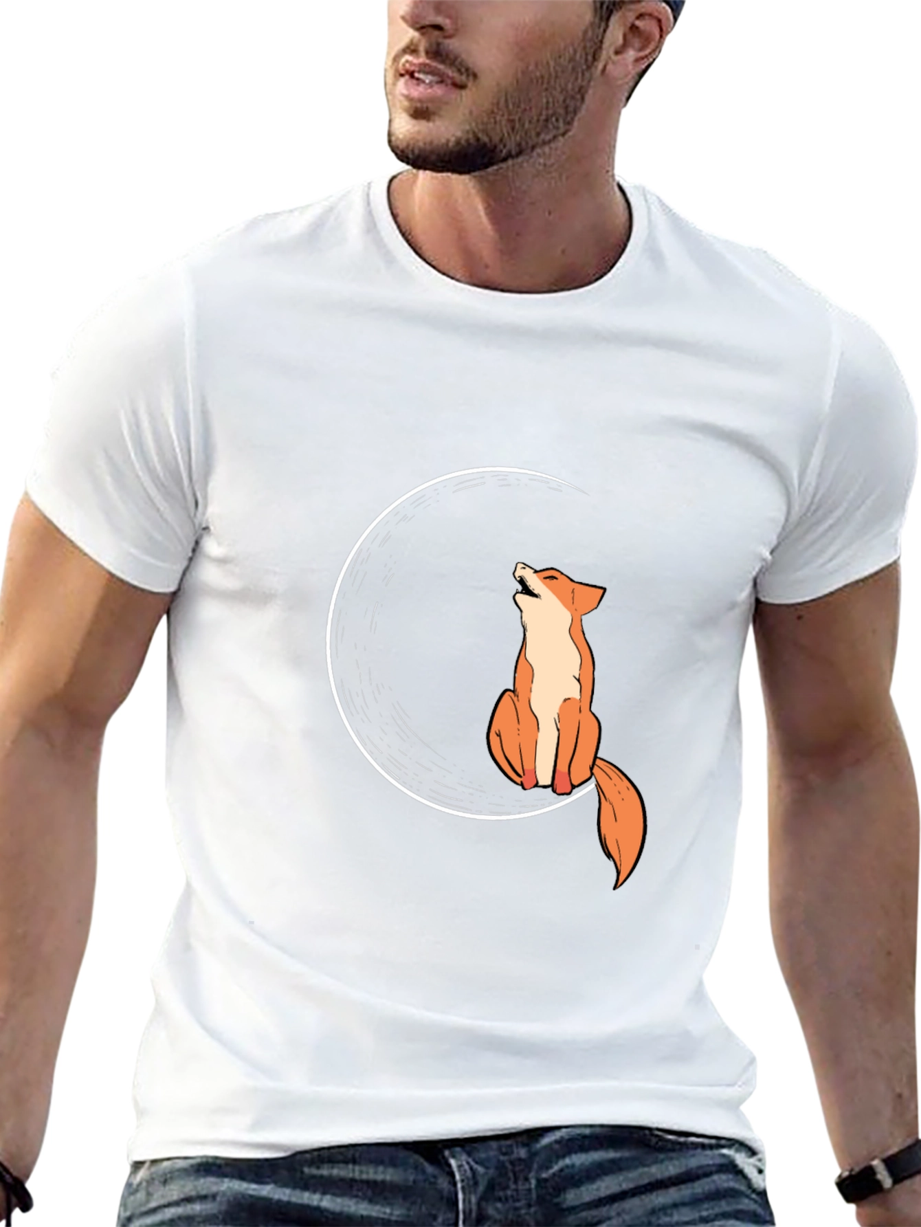 Fox Moon Black T-Shirt - Stylish Graphic Tee
