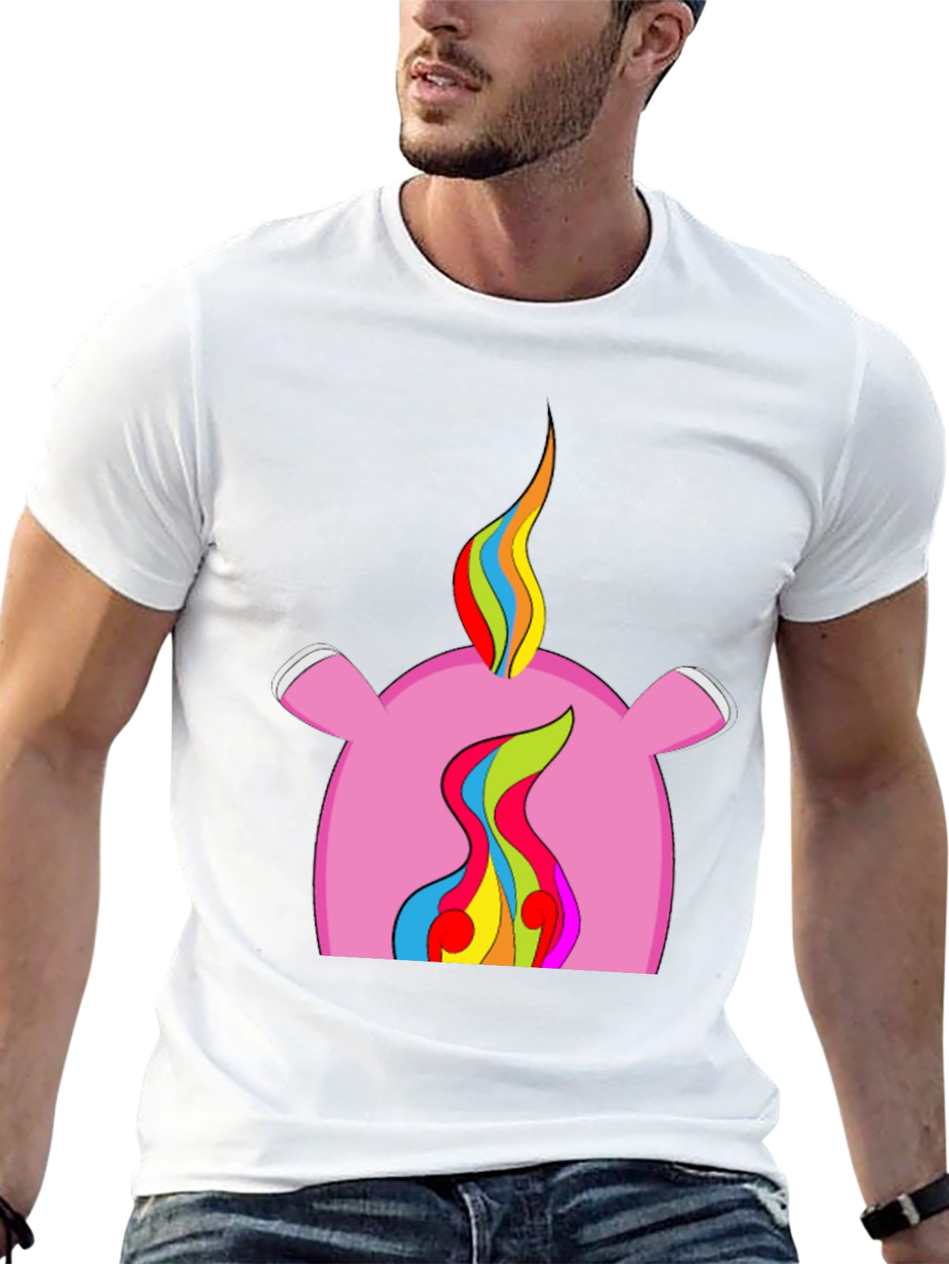 Rainbow Flame Graphic Black T-Shirt