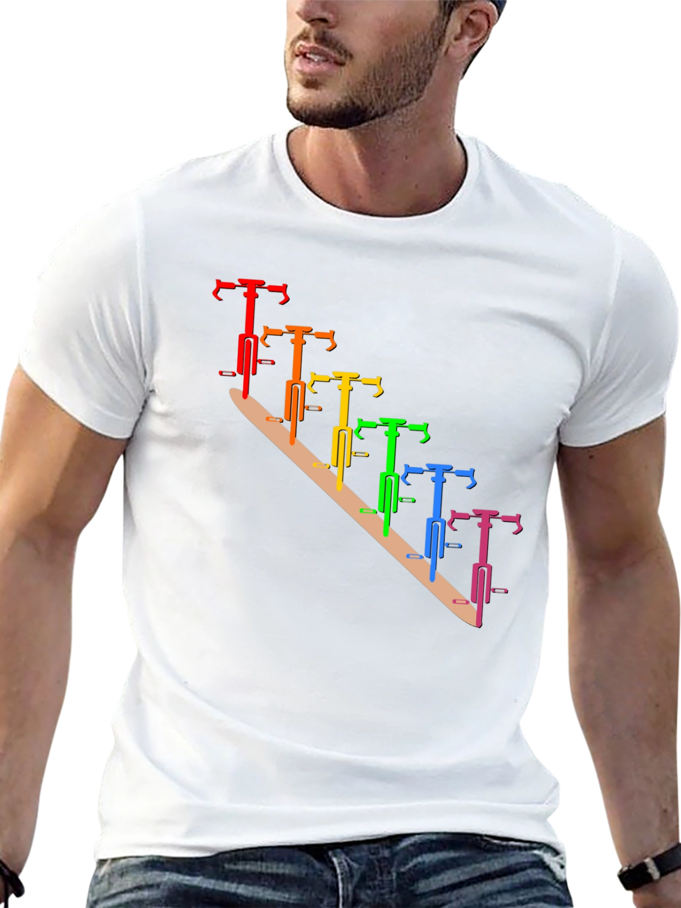 Rainbow Bike Graphic Tee - Stylish Mens Black T-Shirt