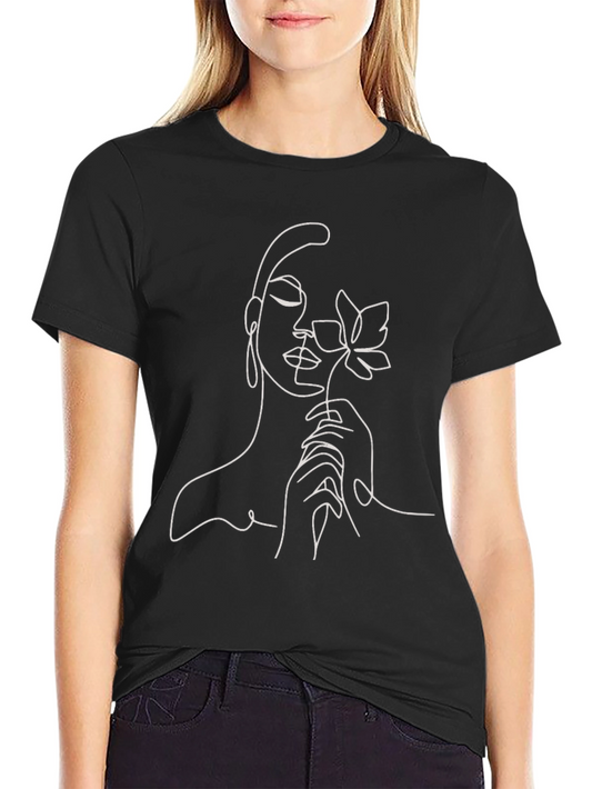 Abstract Woman & Flower Graphic T-Shirt
