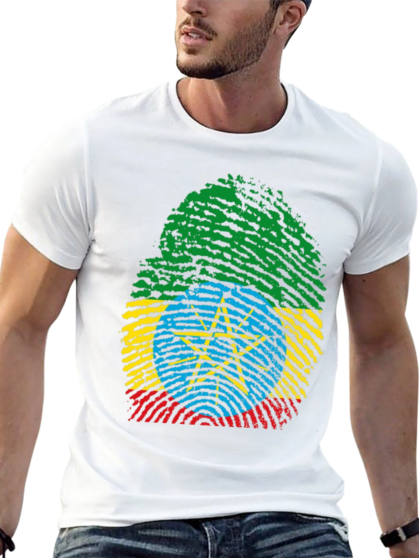 Ethiopia Flag Fingerprint T-Shirt