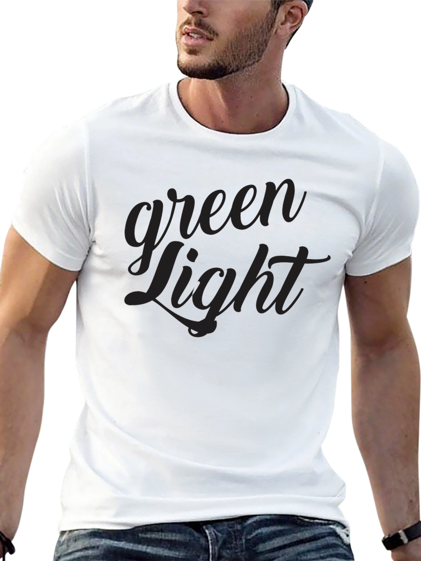 Green Light Black Crew Neck T-Shirt