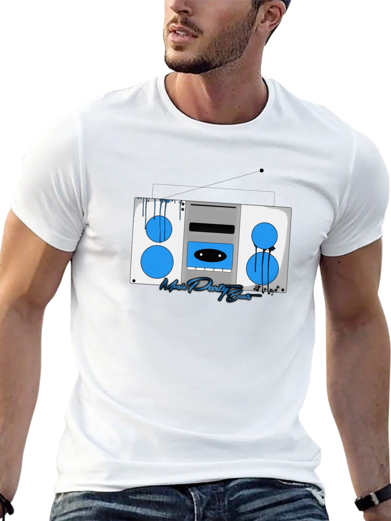 Retro Boombox Graphic T-Shirt - Music Party Beats