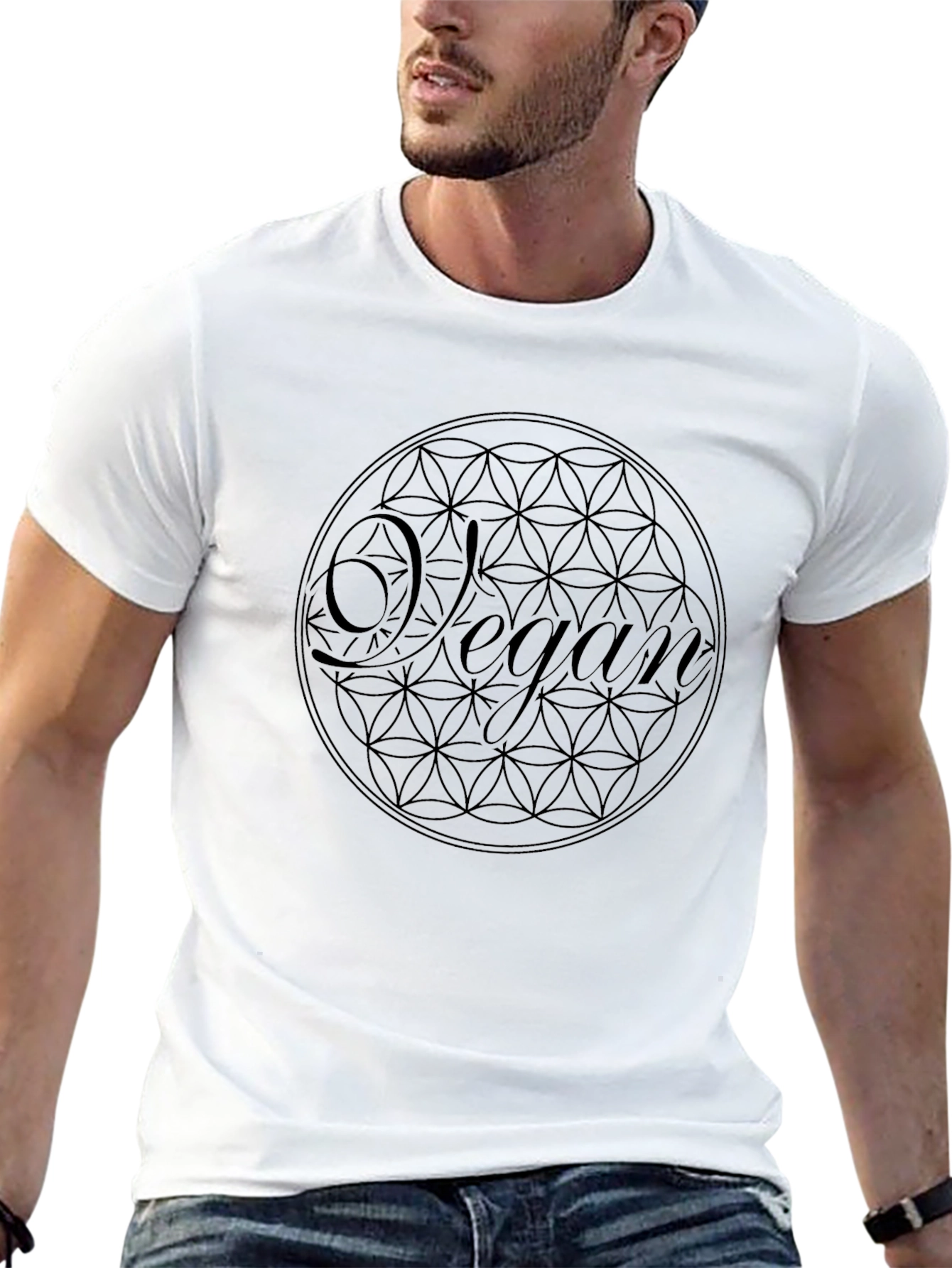 Vegan Flower of Life Graphic T-Shirt