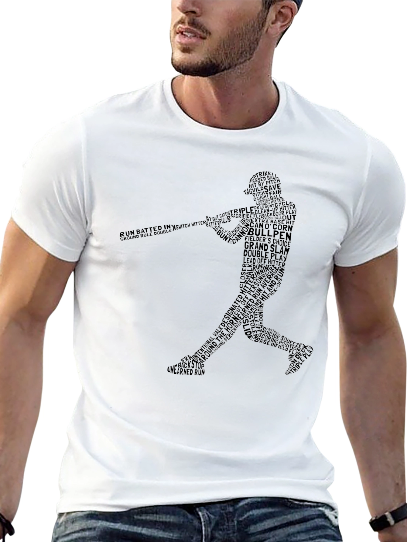Baseball Silhouette Word Art T-Shirt