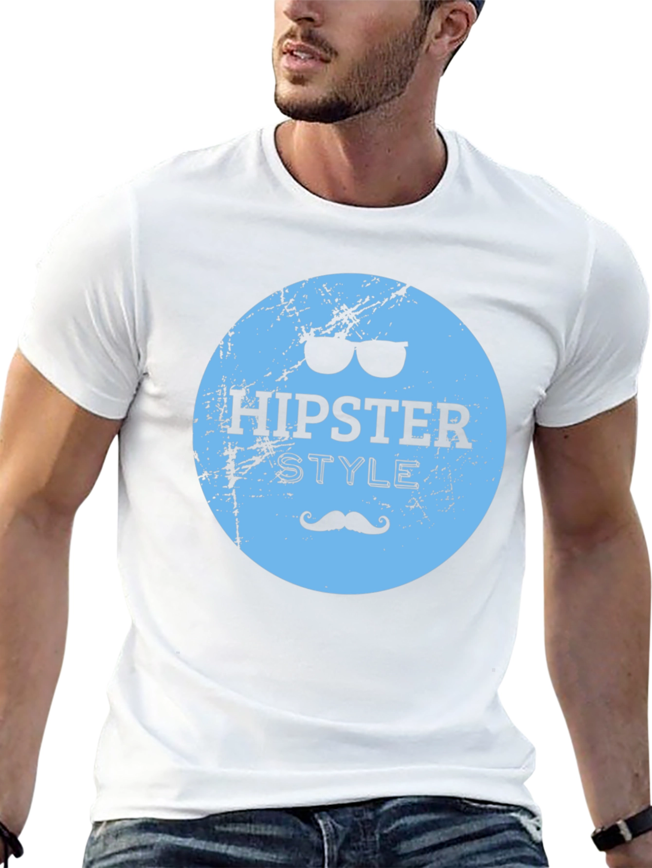 Hipster Style Graphic Tee - Black Cotton Casual T-Shirt