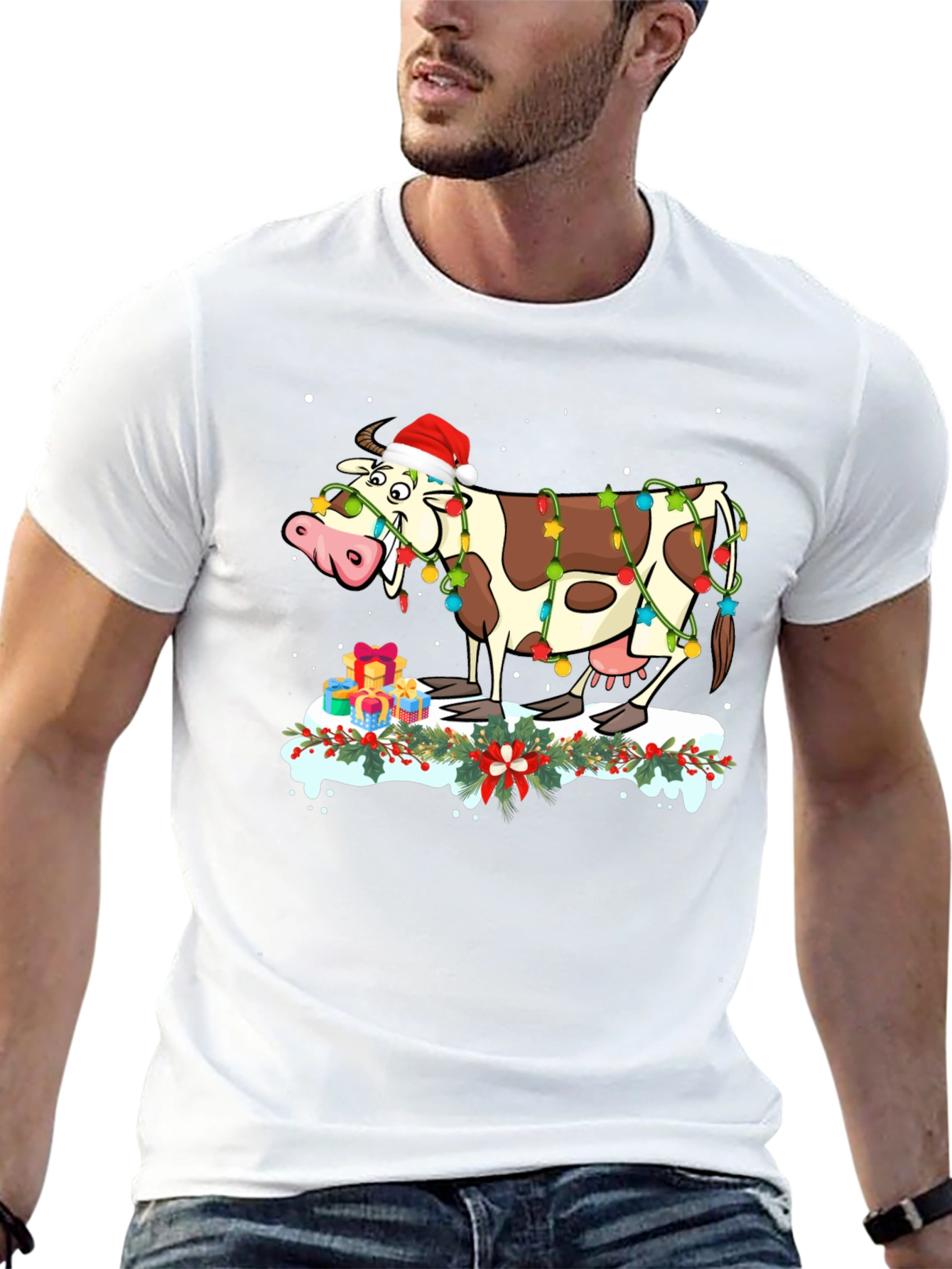 Festive Cow Christmas T-Shirt