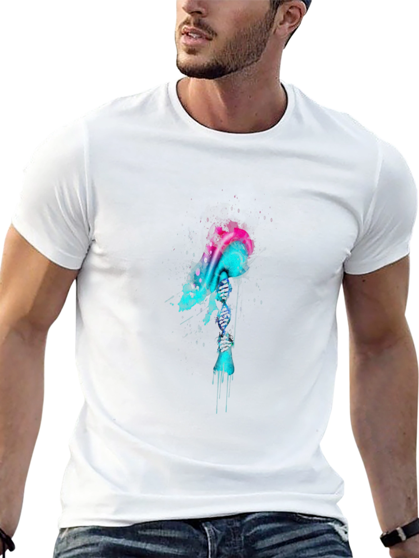 Abstract Skull Graphic T-Shirt - Mens Black Tee