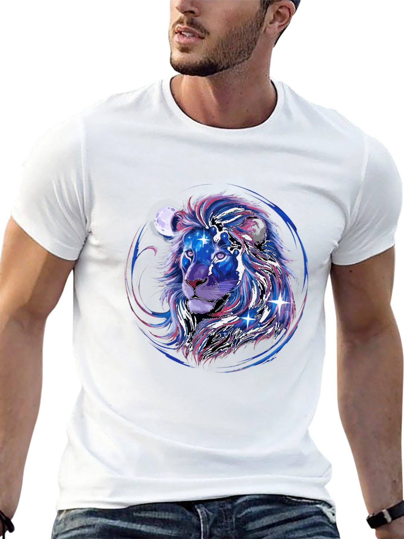 Cosmic Lion Graphic Tee - Black