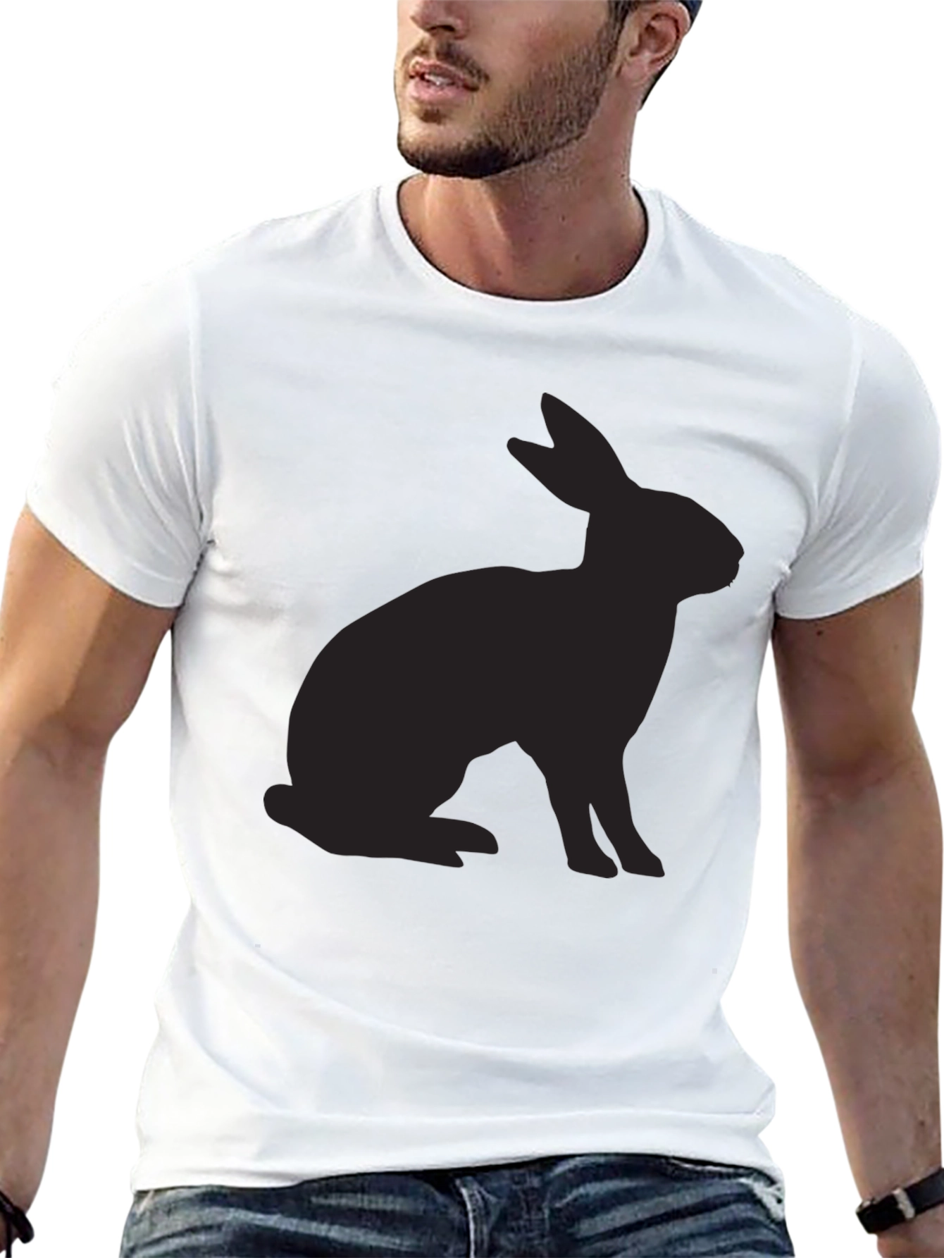 Black Rabbit Silhouette Graphic T-Shirt