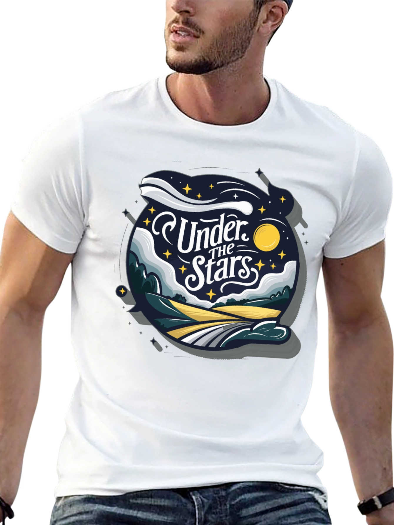 Under The Stars Graphic T-Shirt - Black