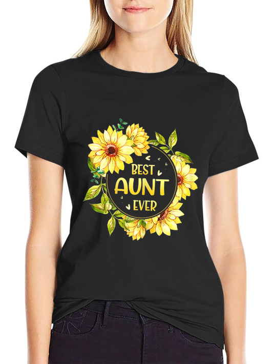 Best Aunt Ever Sunflower Graphic T-Shirt