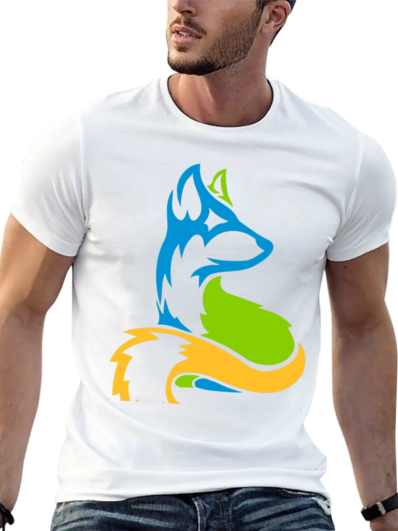 Abstract Fox Graphic Tee - Mens Black T-Shirt