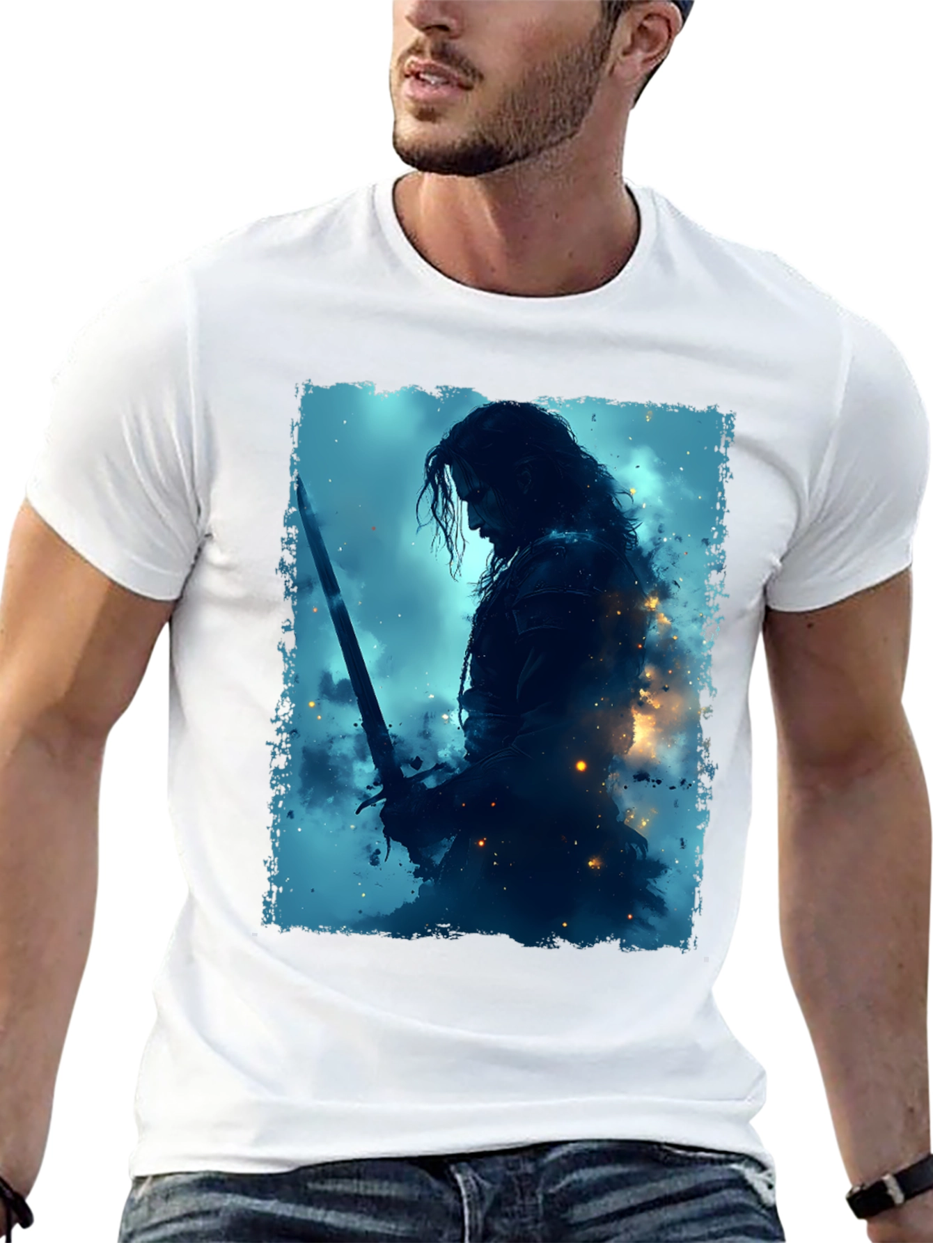 Warrior Graphic Tee - Black Crew Neck
