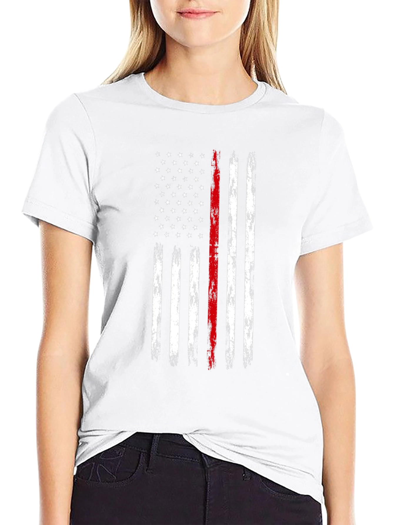 Thin Red Line American Flag Graphic T-Shirt