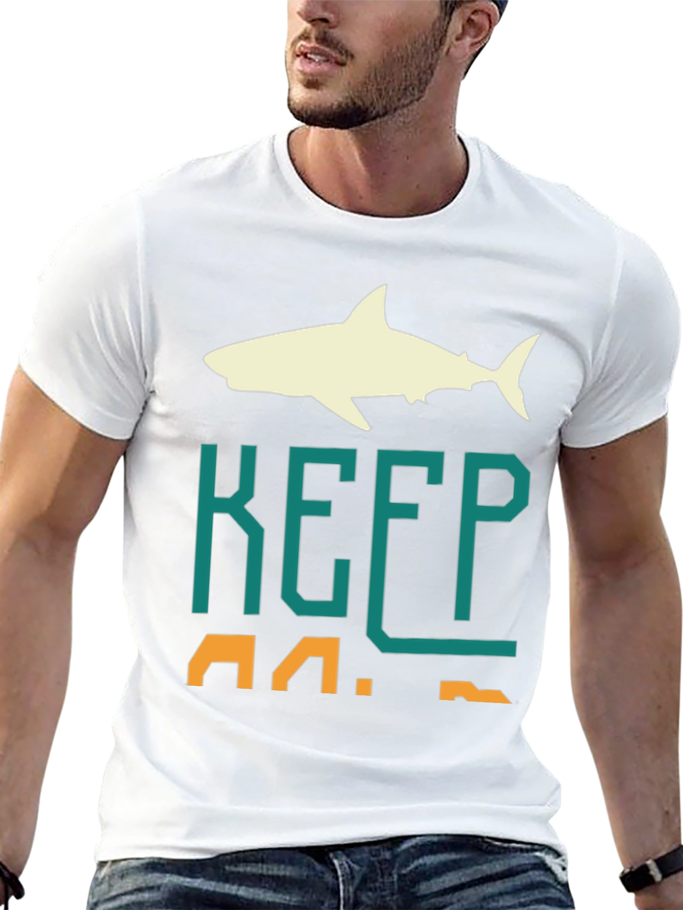Keep Calm Shark Graphic Mens Tee