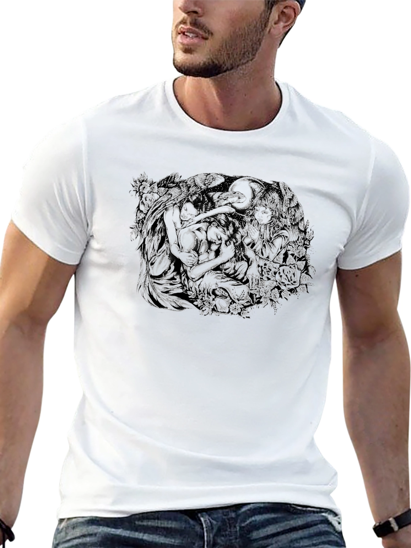 Unique Graphic Print Black T-Shirt for Men