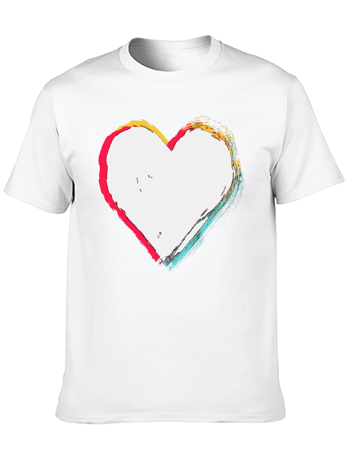 Abstract Heart Graphic T-Shirt - Casual Black Tee