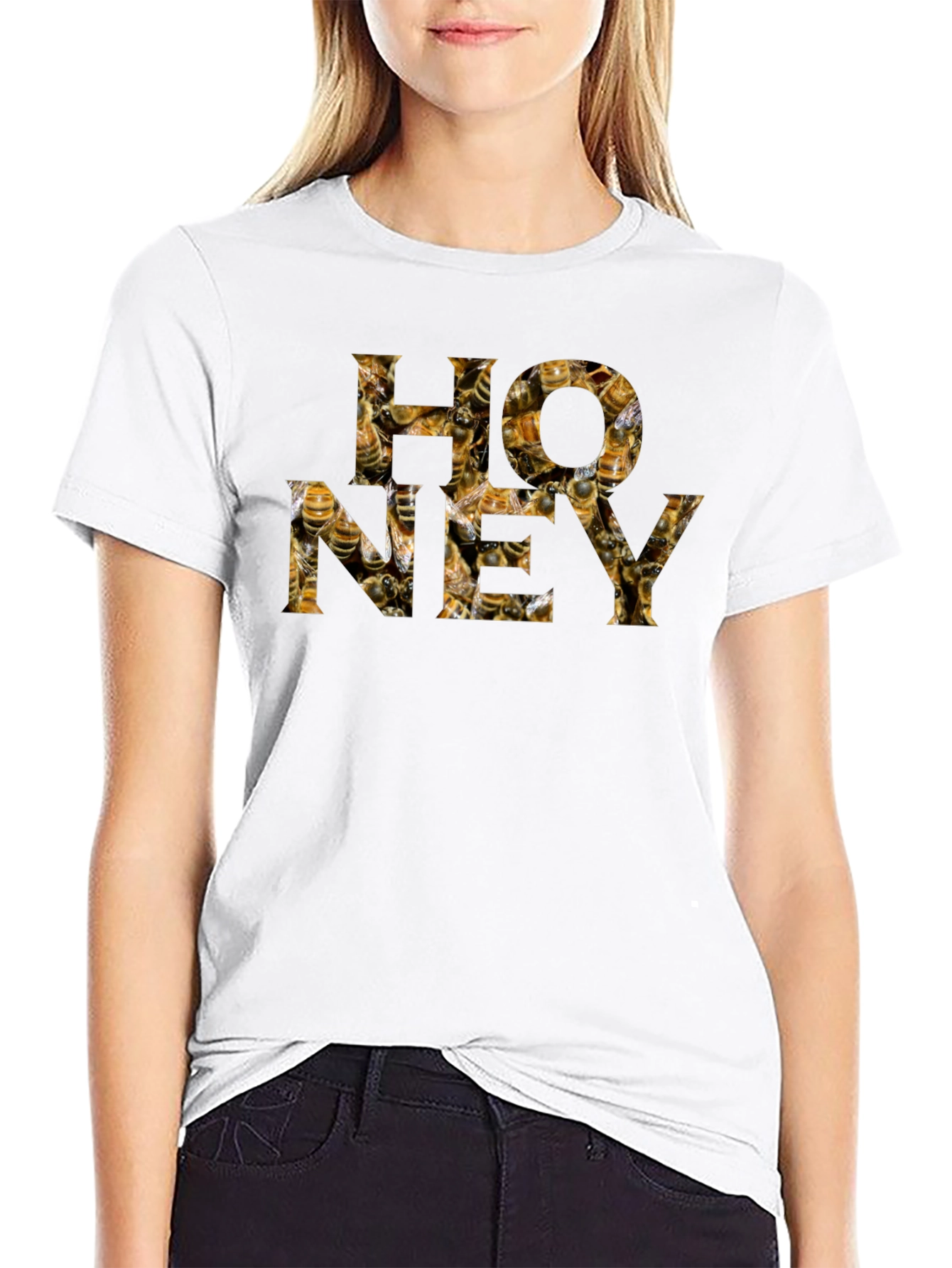 Honey Bee Graphic Tee - Black Cotton Shirt