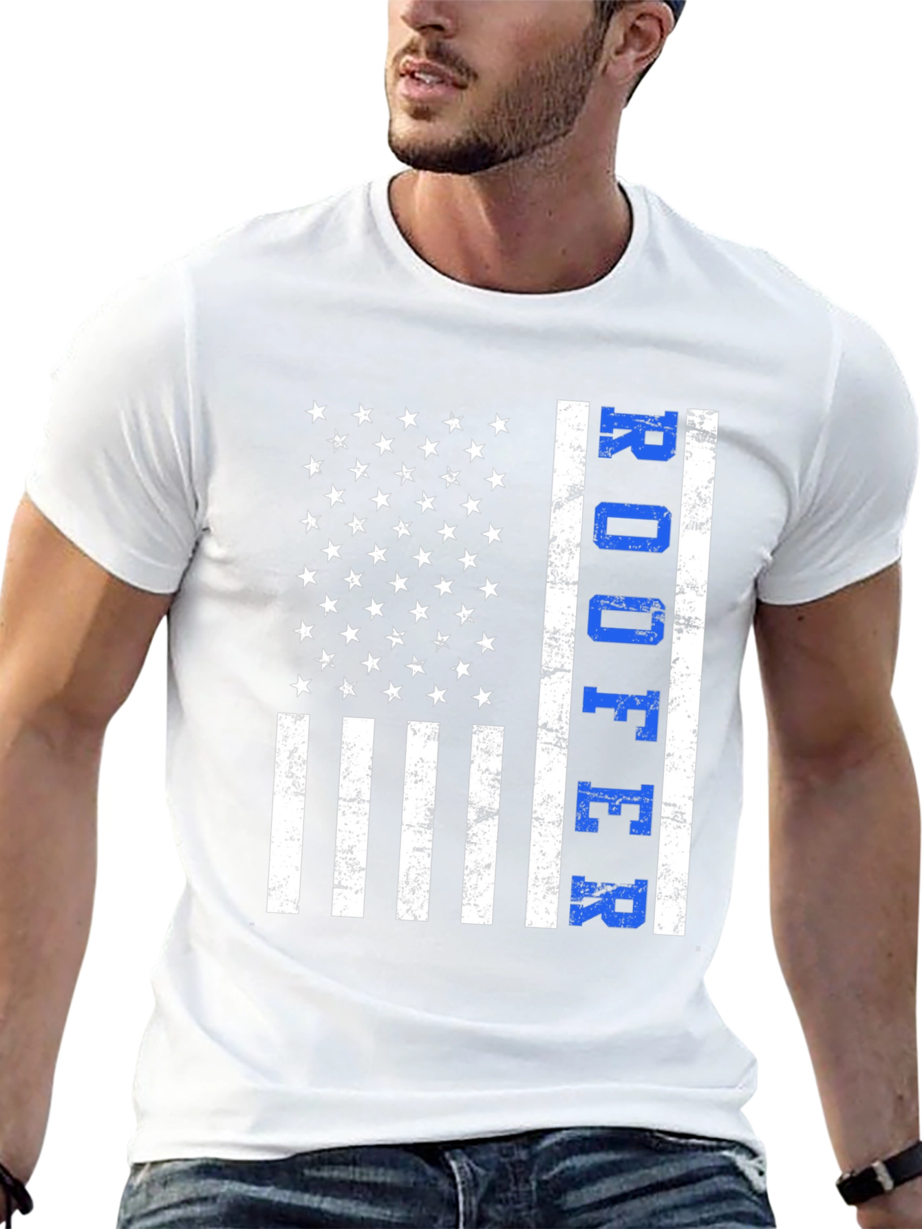 Roofer American Flag T-Shirt Patriotic Job Pride
