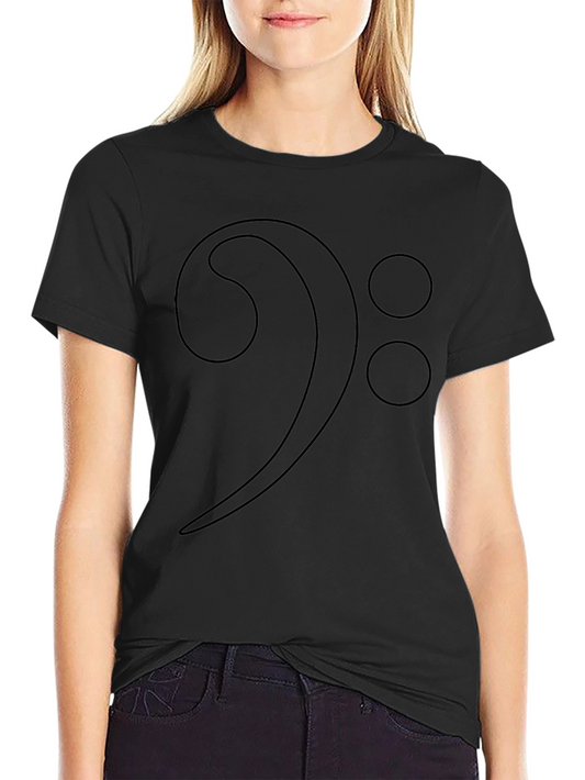 Bass Clef Music Note Graphic T-Shirt - Black