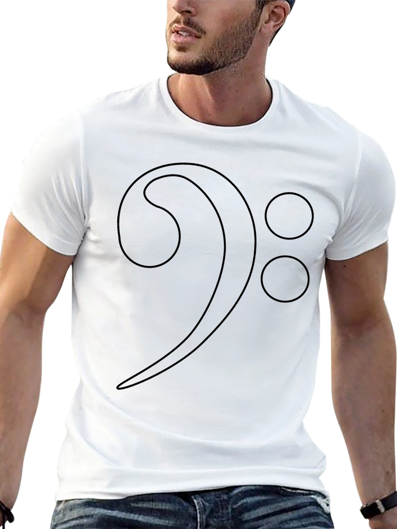 Bass Clef Music Note Graphic T-Shirt - Black