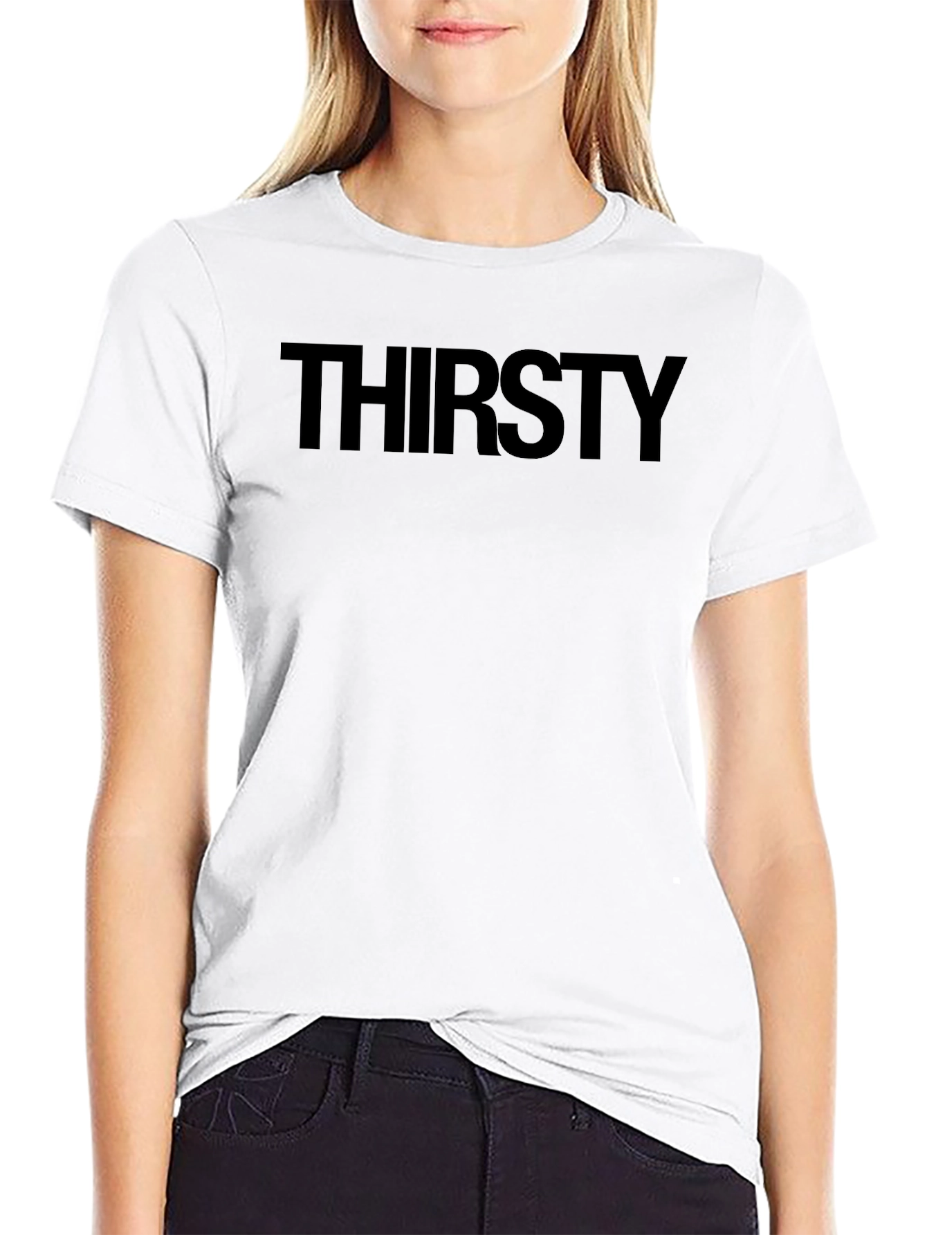 Thirsty Graphic Tee - Bold Black Cotton Shirt
