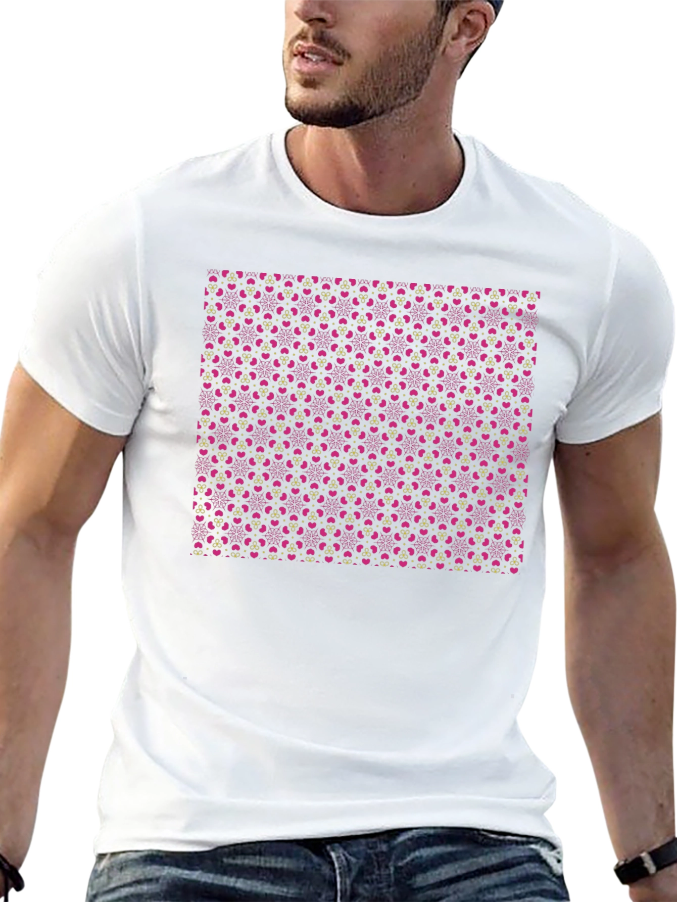 Patterned T-Shirt: Pink Hearts & Details