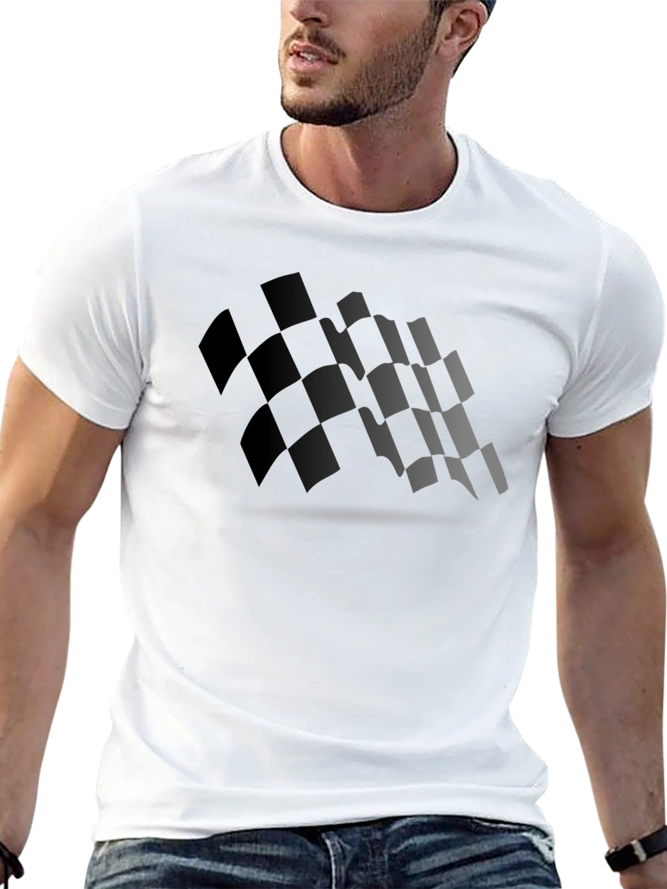 Checkered Flag Graphic Black T-Shirt