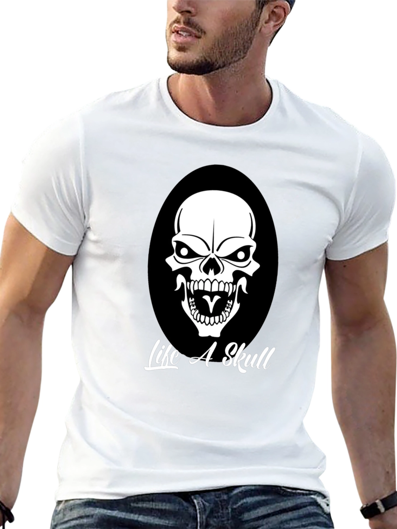 Life A Skull Black Graphic Tee for Men