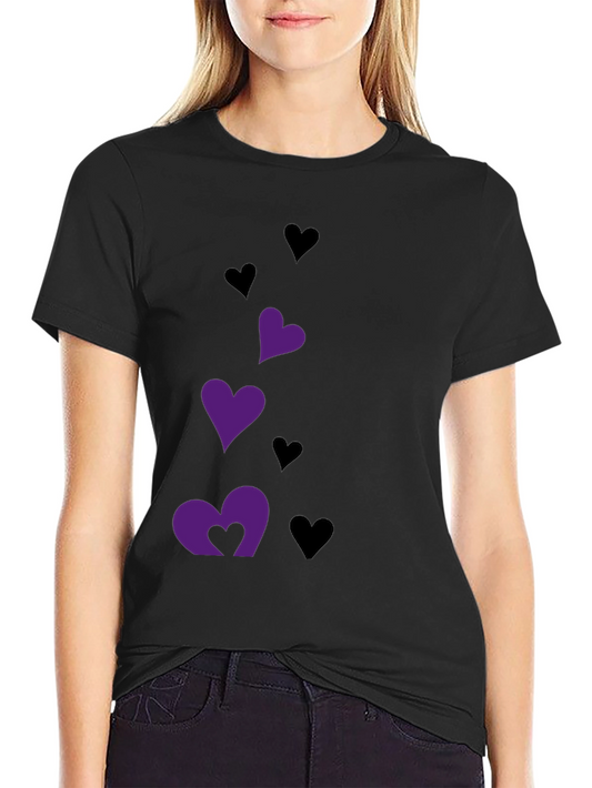 Black T-Shirt with Heart Graphics