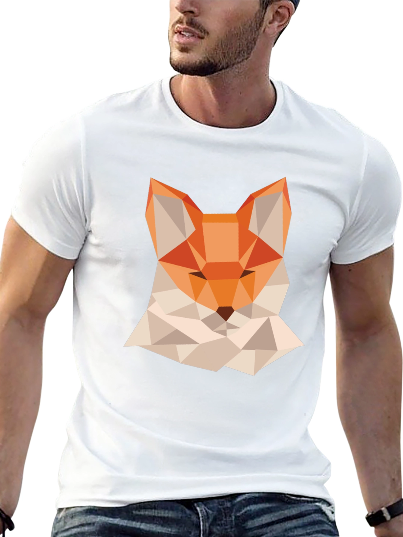Geometric Fox Graphic Tee - Modern Black T-Shirt