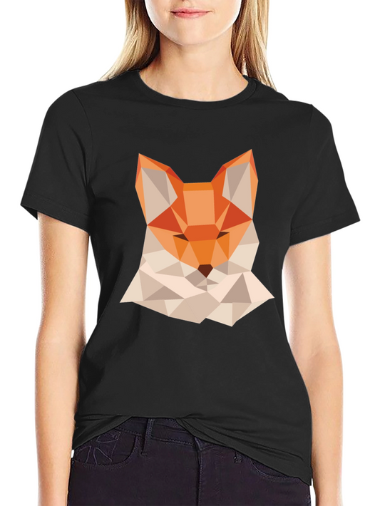Geometric Fox Graphic Tee - Modern Black T-Shirt