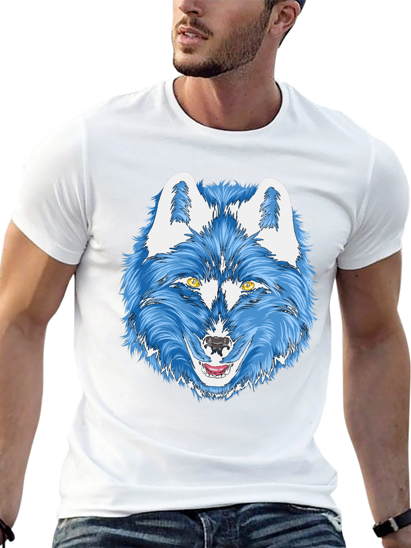 Blue Wolf Graphic Tee - Mens Black T-Shirt