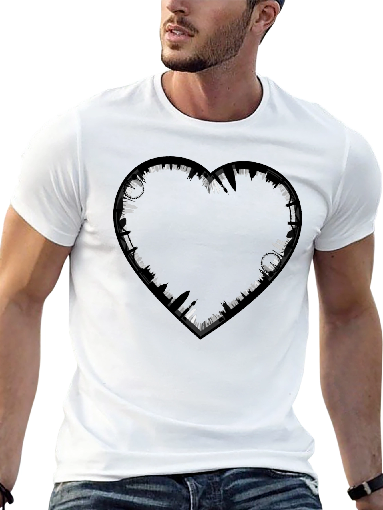 Heart Skyline Graphic Tee - Black