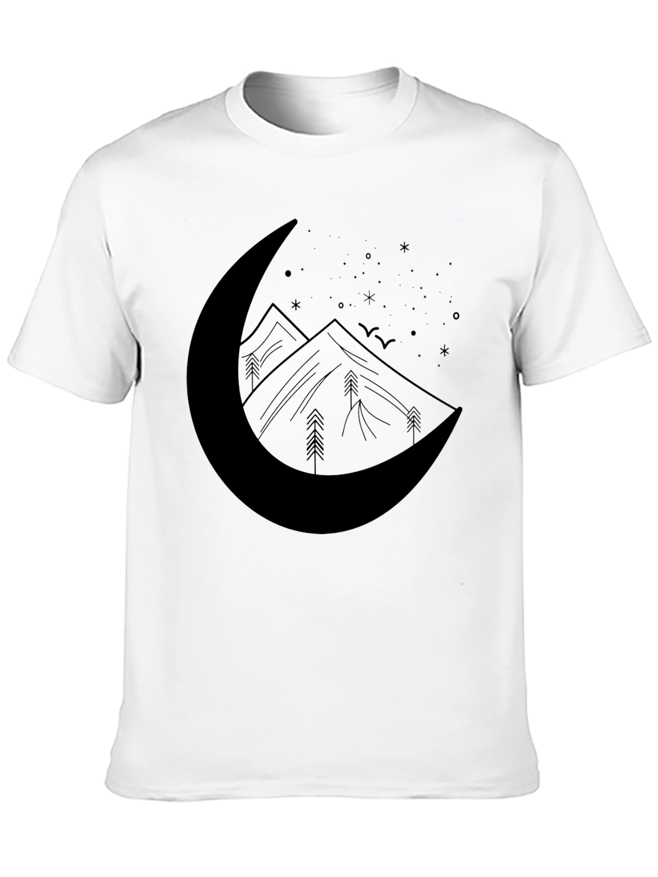 Mountain Moon Graphic Tee - Black Crew Neck