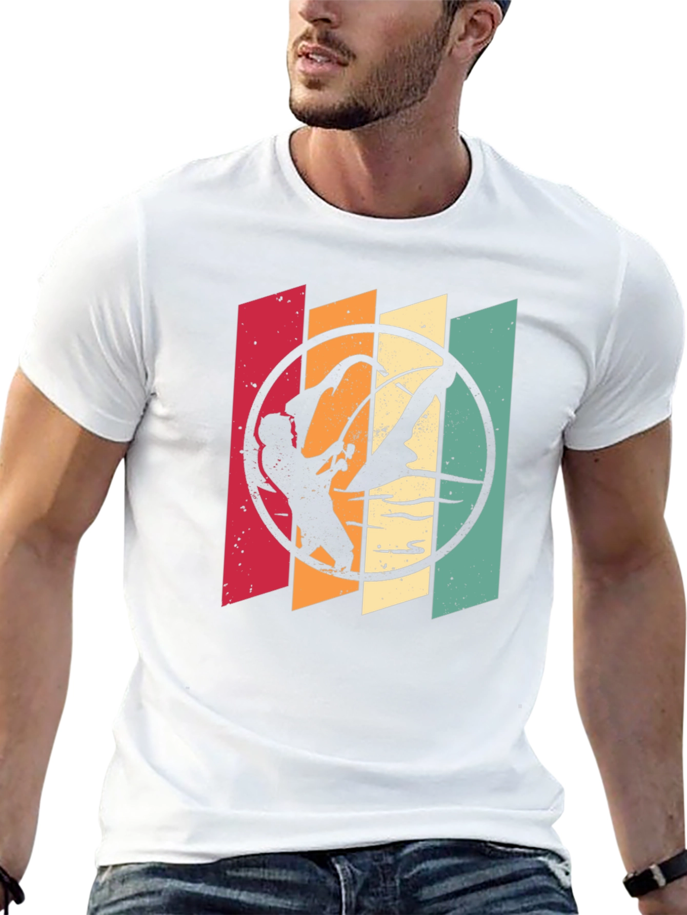 Retro Windsurfer Graphic T-Shirt - Black