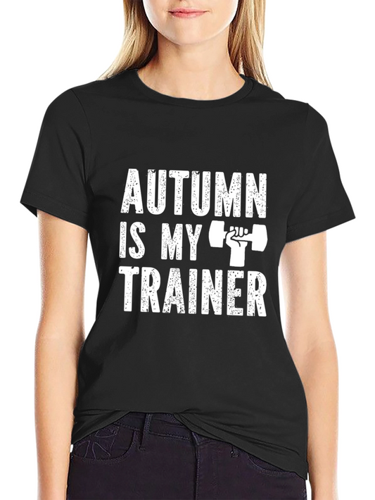 Autumn is My Trainer Black Graphic T-Shirt