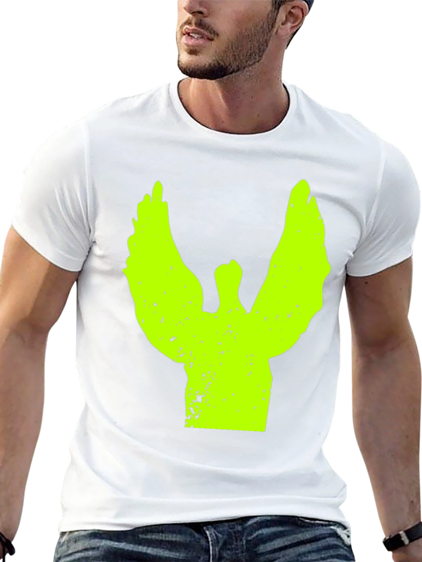 Neon Angel Graphic Print Black T-Shirt