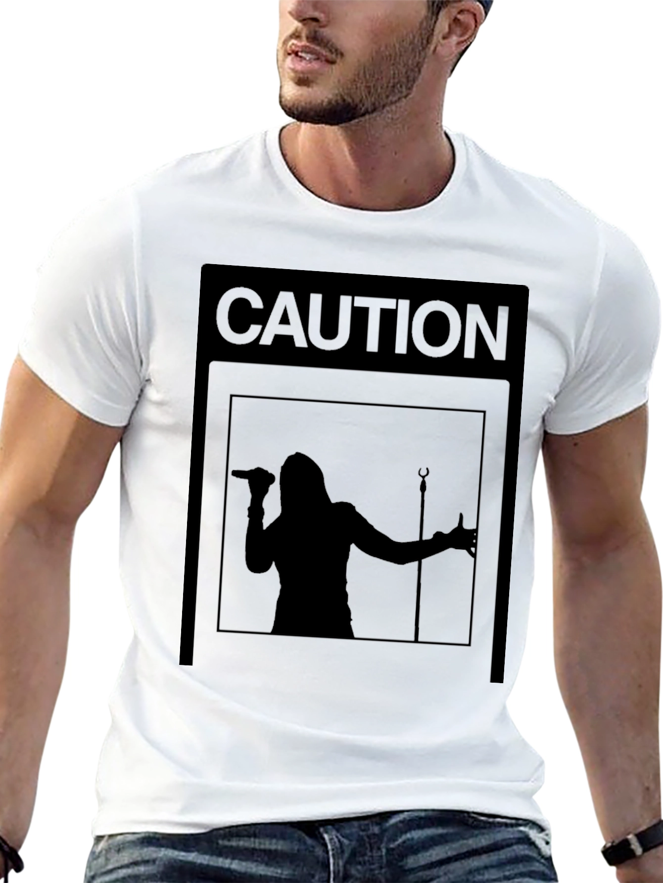 Caution Singer Graphic T-Shirt - Black