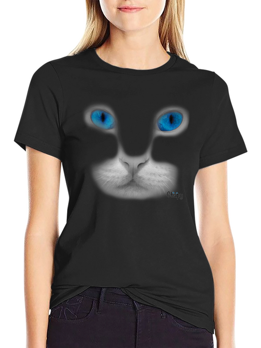 Blue-Eyed Cat Graphic Tee - Mens Black T-Shirt